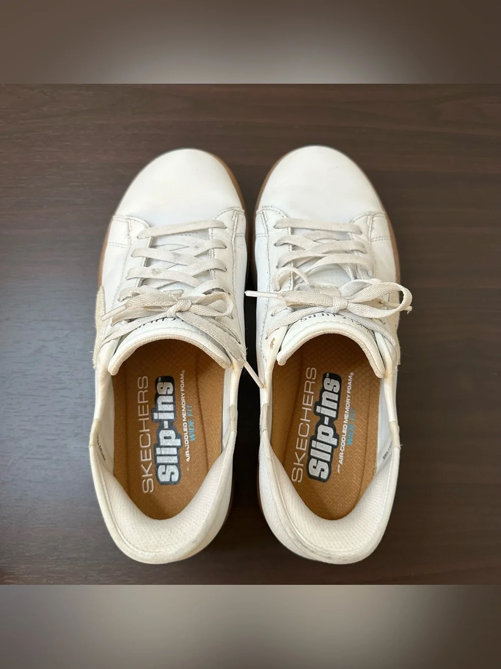 SKECHERS Eden LX Strando Hands-Free Slip-ins Lace-Up Sneakers White 8.5 Wide